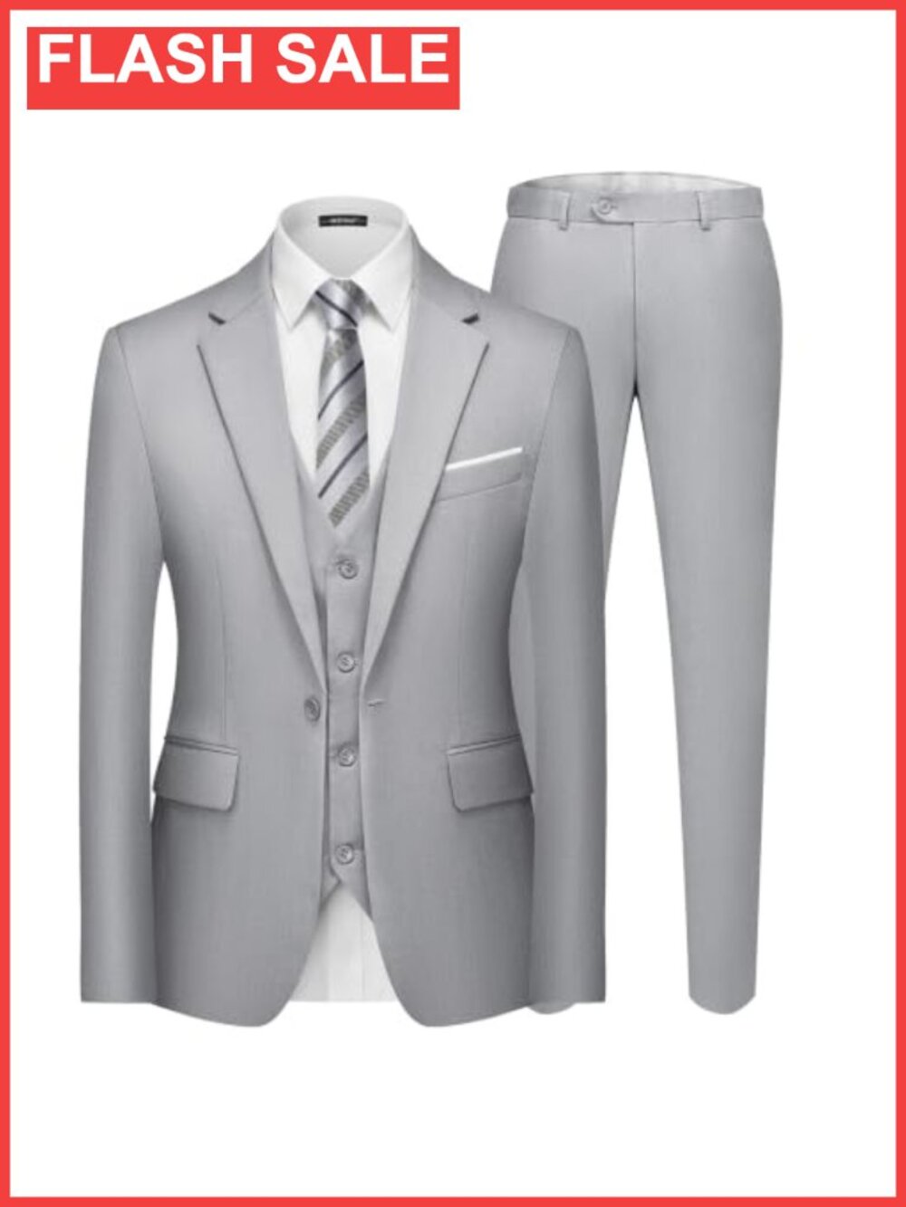 Men's 3 Piece Slim Fit One Button Suit Blazer Vest Pants